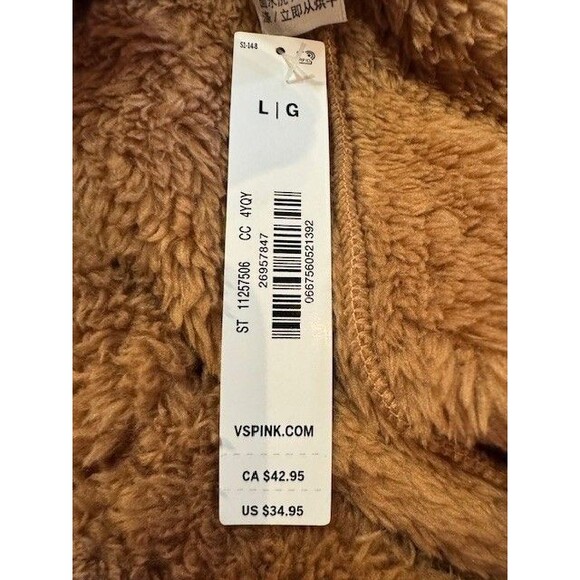 PINK Victorias Secret Co-zzzy Fleece Boxy Fuzzy Pajama Shorts Brown‎ LRG Toffee - Picture 8 of 9